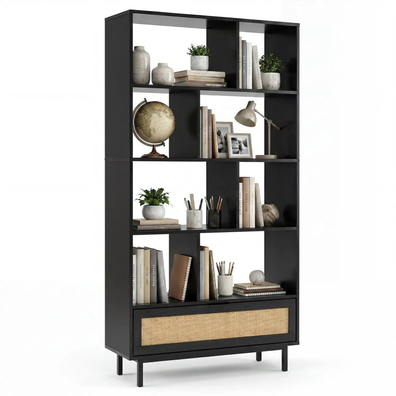 64-Inch Tall Wooden Bookcase with 8 Cubes and Drawer by DirectDeals