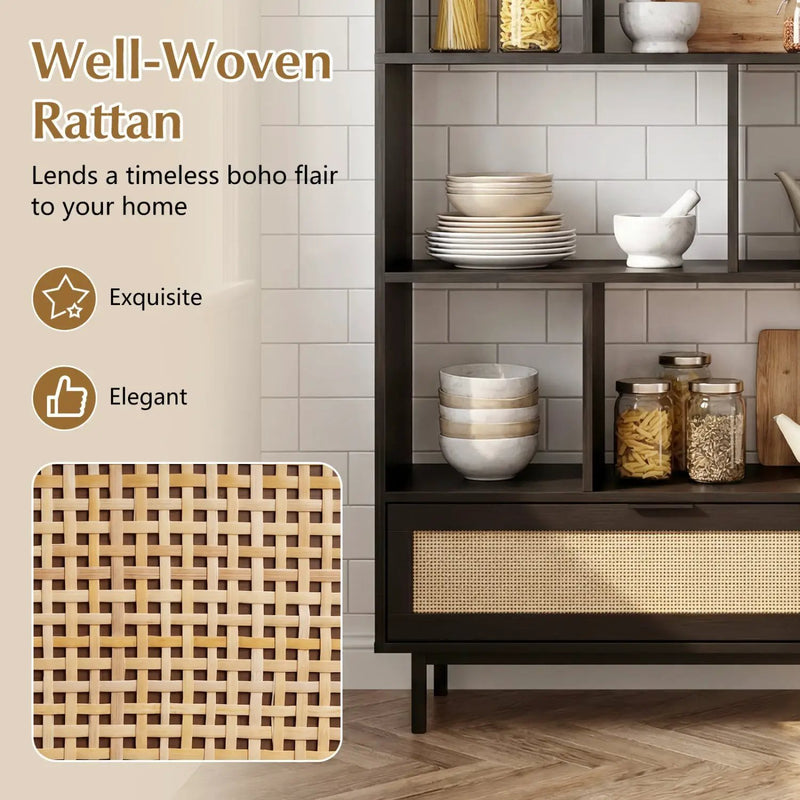 64-Inch Tall Wooden Bookcase with 8 Cubes and Drawer by DirectDeals