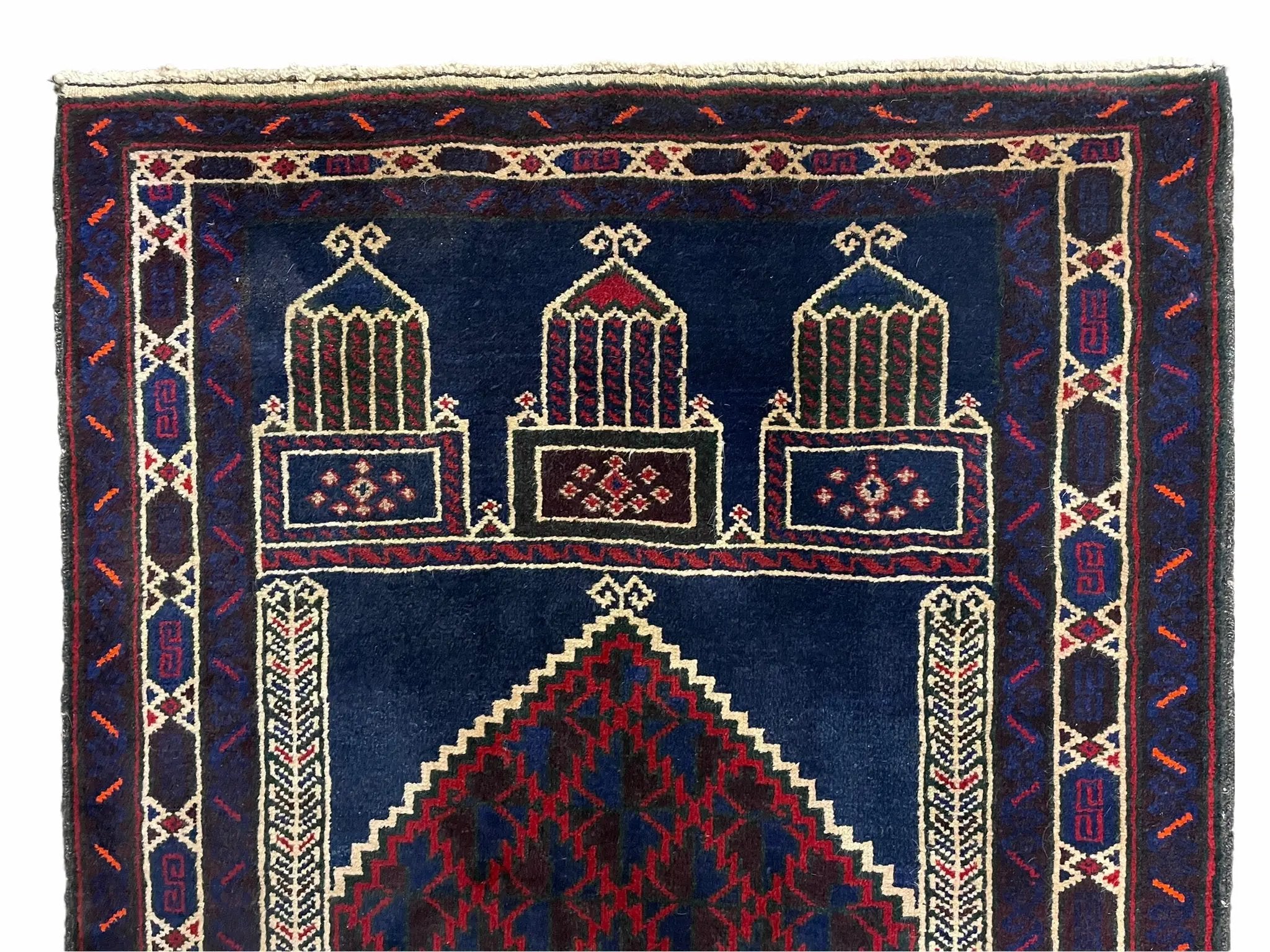 3x5 Vintage Handmade Tribal Wool Rug Balouchi Prayer Rug Afghan Rug Red Blue Wow by Jewel Rugs