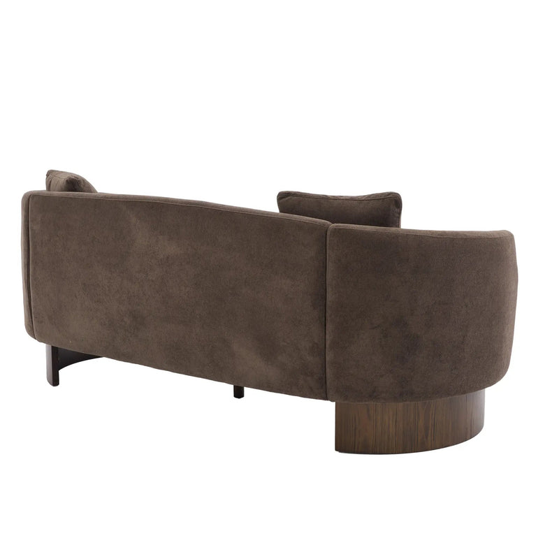 81 In. Curved Velvet Sofa With Wooden Base by HouseOfZazla
