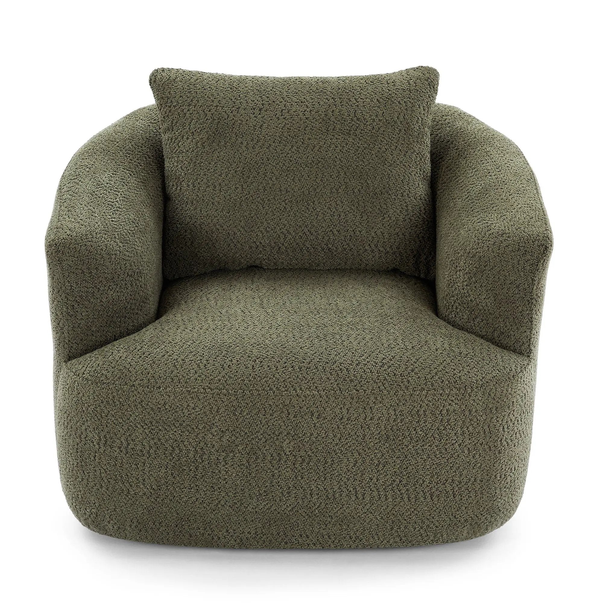 360° Swivel Barrel Sofa Chair With Throw Pillow, Upholstered Accent Chair by HouseOfZazla