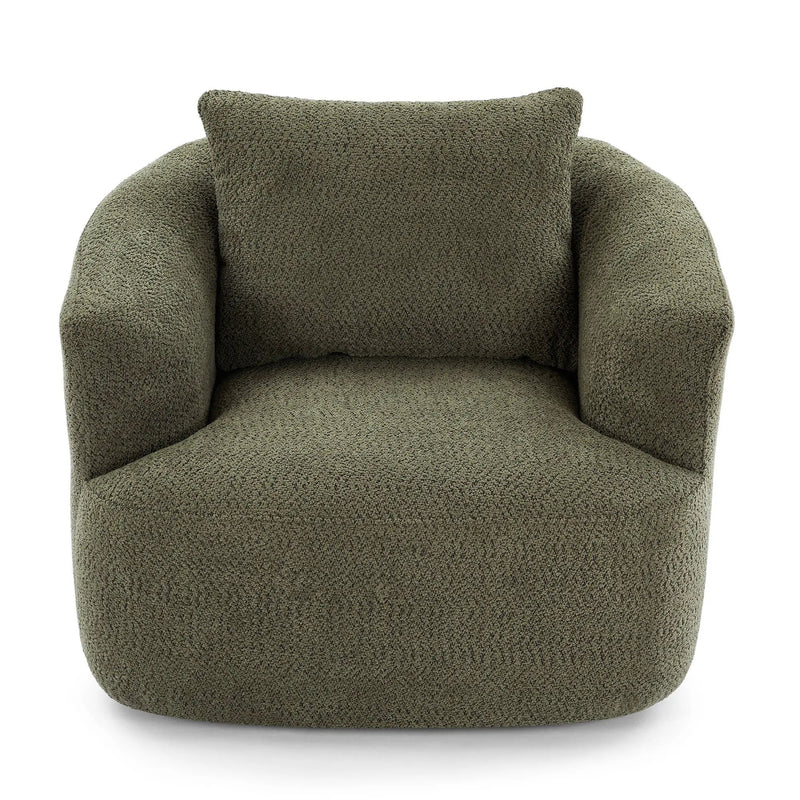 360° Swivel Barrel Sofa Chair With Throw Pillow, Upholstered Accent Chair by HouseOfZazla