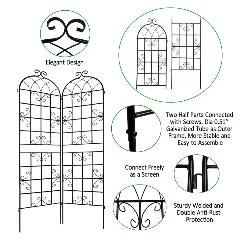 Metal Garden Trellis 4 Pack Rustproof Climbing Plant Supports by HouseOfZazla