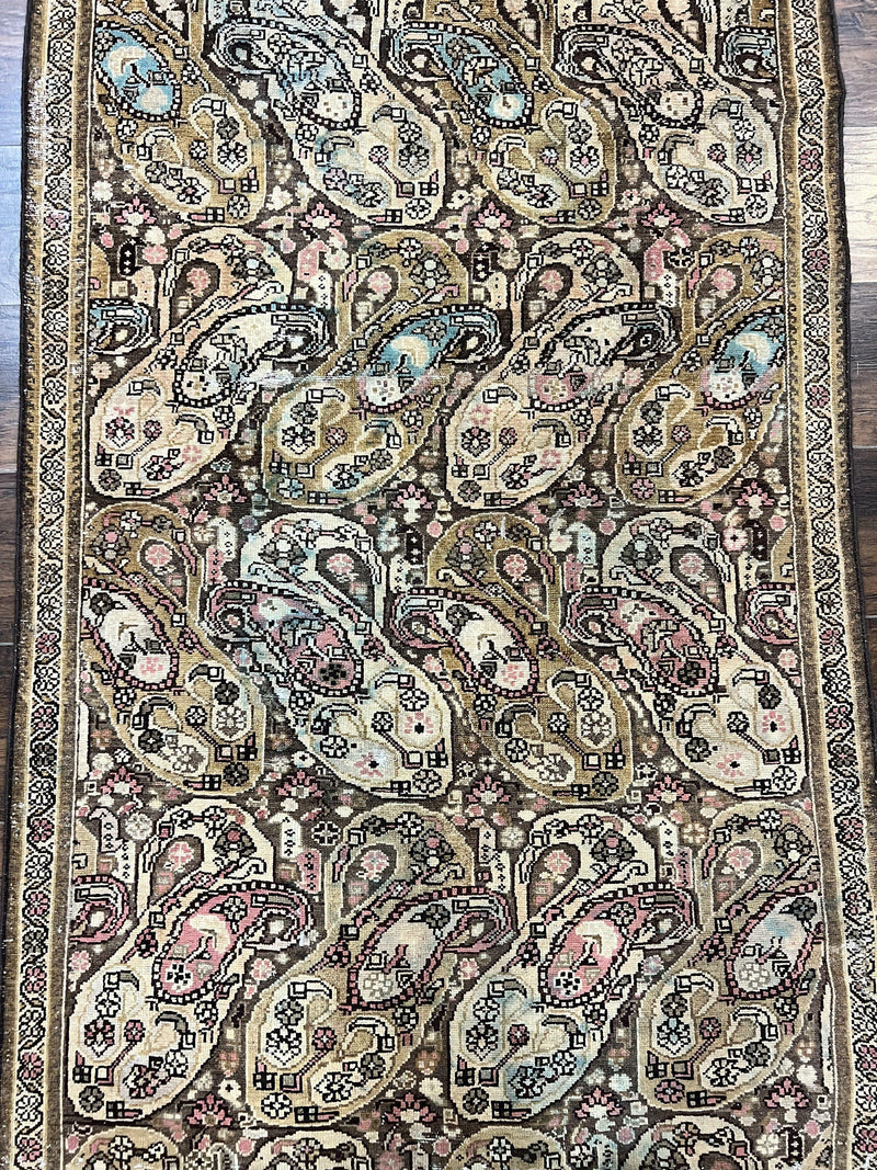 Antique Persian Malayer Runner Rug 3x16, Repeated Boteh Paisley Design, Rare Rug, 1920s Antique Oriental Carpet, Wool Handmade Hand Knotted 3 x 16 ft Rug by Jewel Rugs