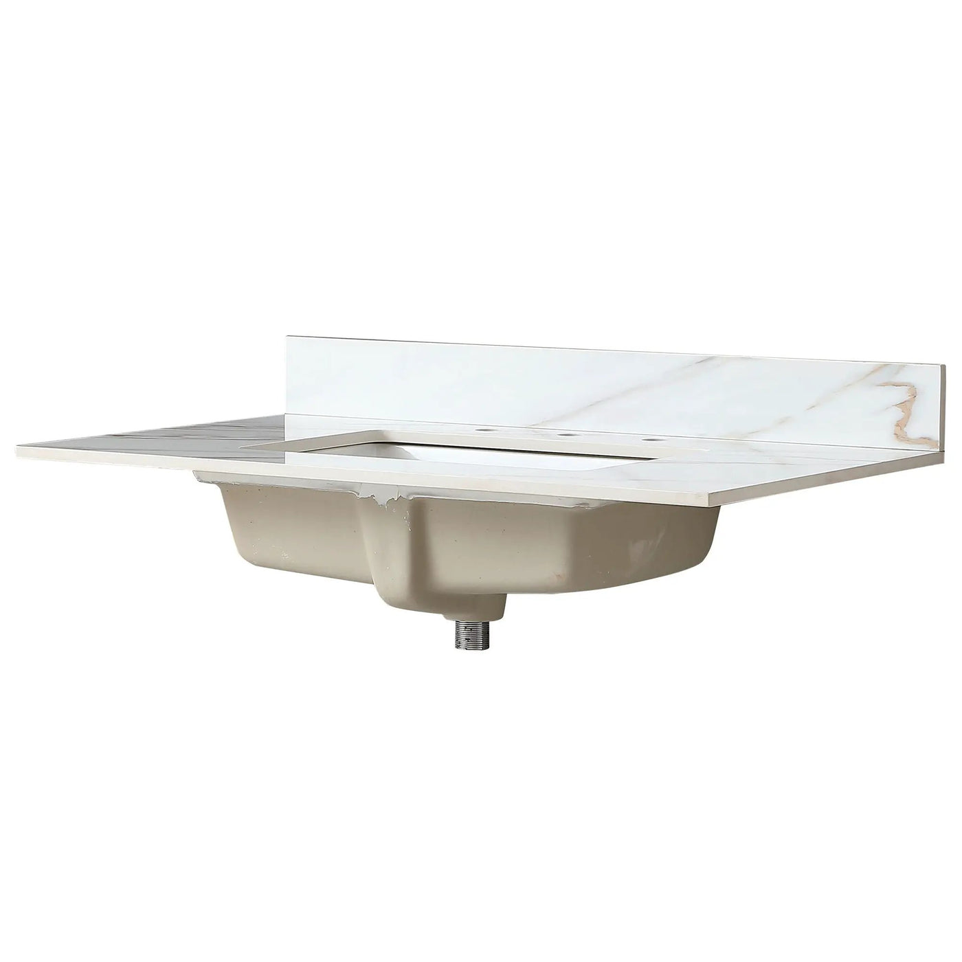 Vanity Top With Undermount Sink And Backsplash, Sintered Stone by HouseOfZazla
