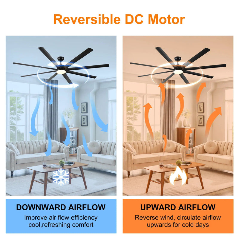 Super Large Black Ceiling Fan With Remote Control - Black by HouseOfZazla