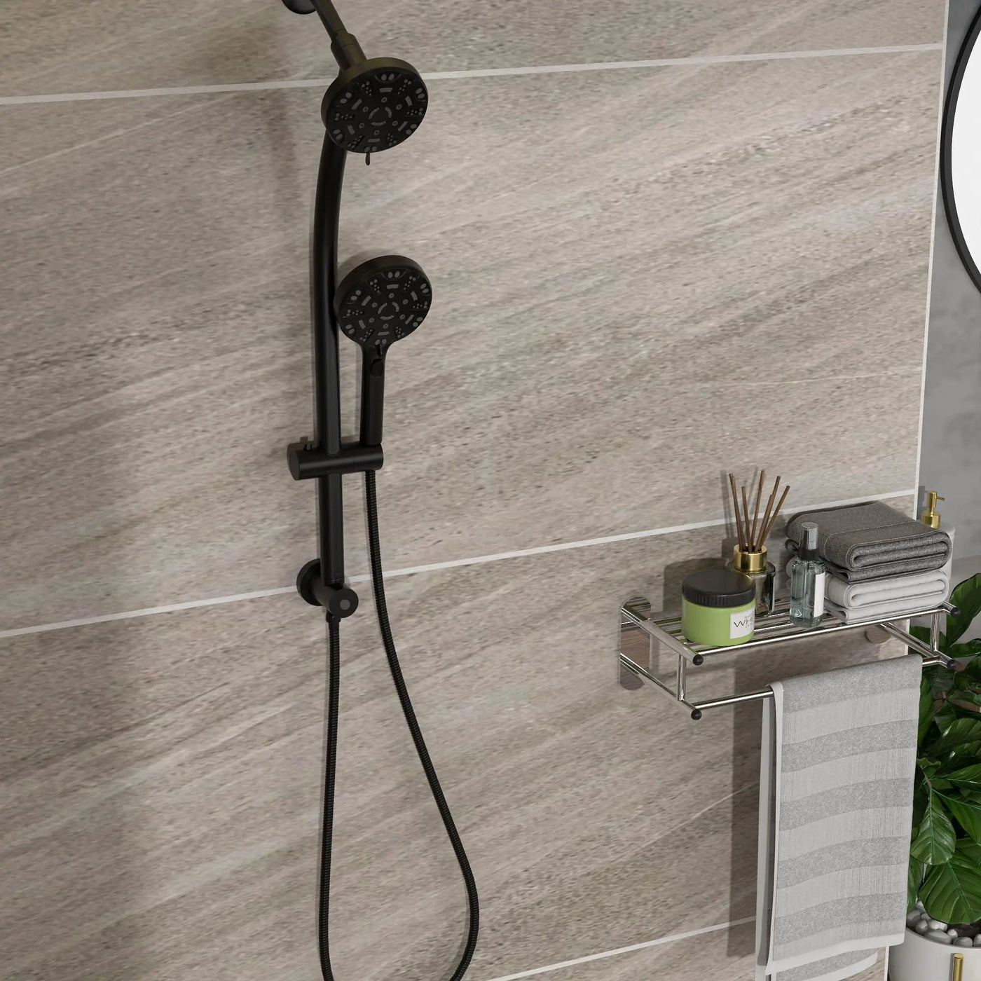 Multi Function Dual Shower Head System With 4.7" Rain Showerhead, 8 Function Hand Shower, Adjustable Slide Bar by HouseOfZazla