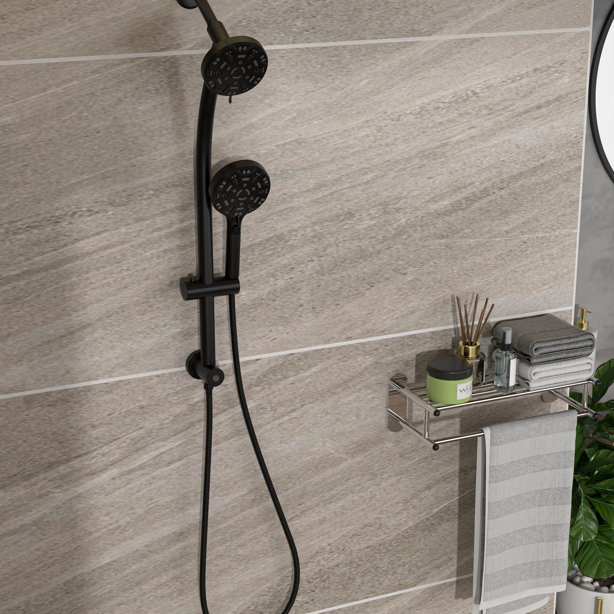 Multi Function Dual Shower Head System With 4.7" Rain Showerhead, 8 Function Hand Shower, Adjustable Slide Bar by HouseOfZazla