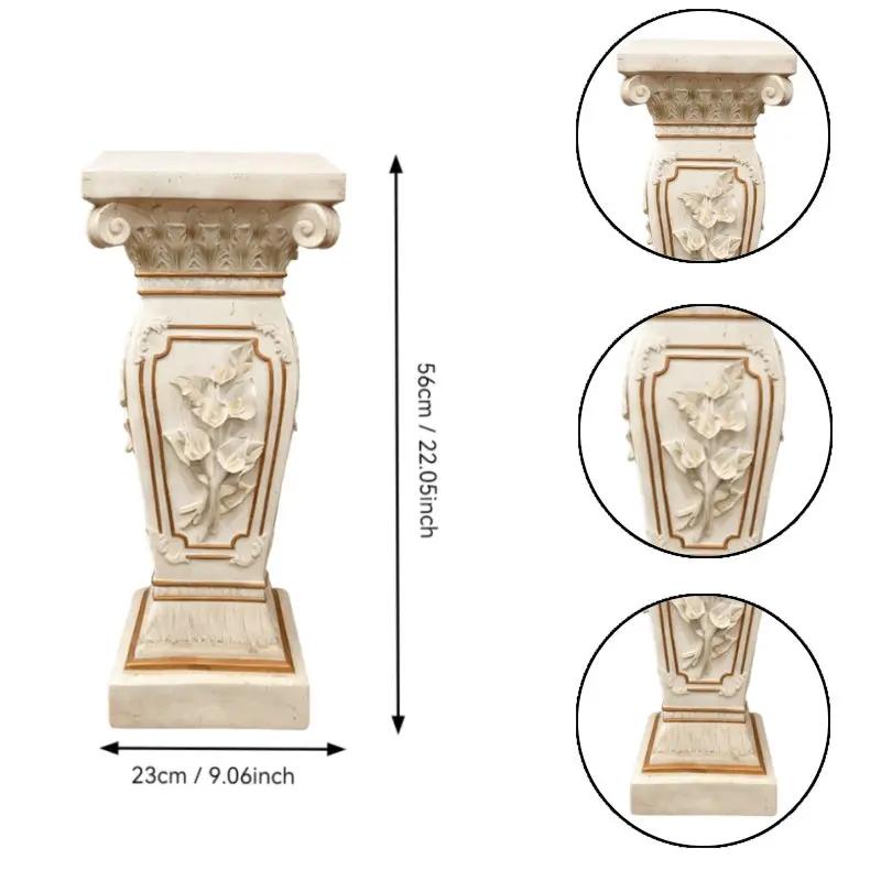 22.05" H x 9.06" W European Style Floral Carved Roman Column Pedestal by HouseOfZazla
