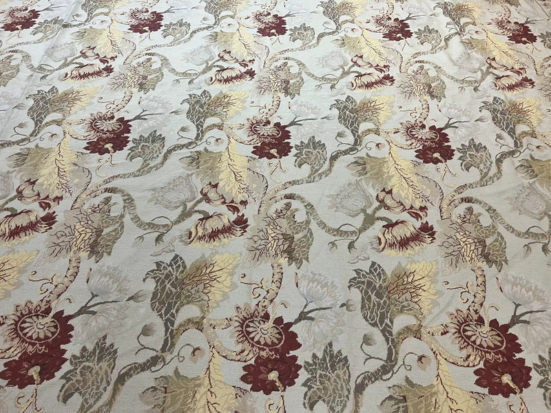 Extra Large Needlepoint Rug 14 x 20, Vintage Handwoven Handmade Wool Flatweave Carpet, Allover Floral Pattern, Elegant European Deisgn Rug by Jewel Rugs