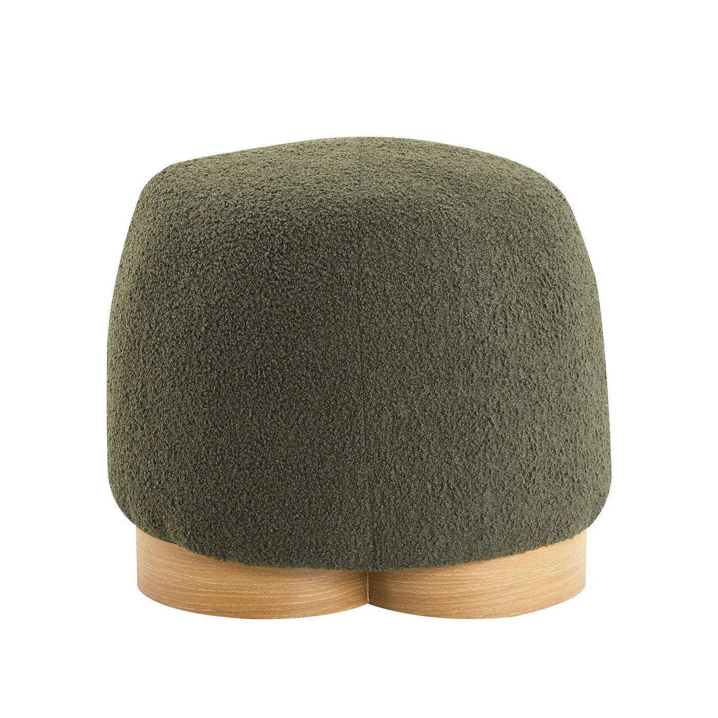 Round Soft Teddy Fabric Upholstered Ottoman With Metal Accents by HouseOfZazla