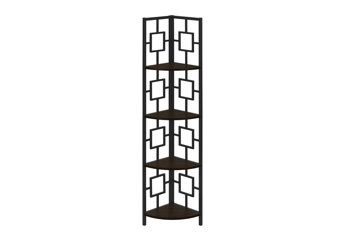 4 Tier Corner Bookshelf with Metal Frame - White, Dark Brown, Light Brown, Black, photo 10 of 16