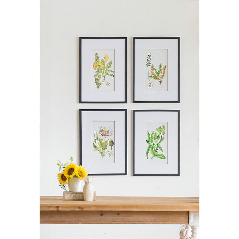 Botanical Flower Wall Art Set of 4 with Framed Prints - White / Blue, photo 9 of 15