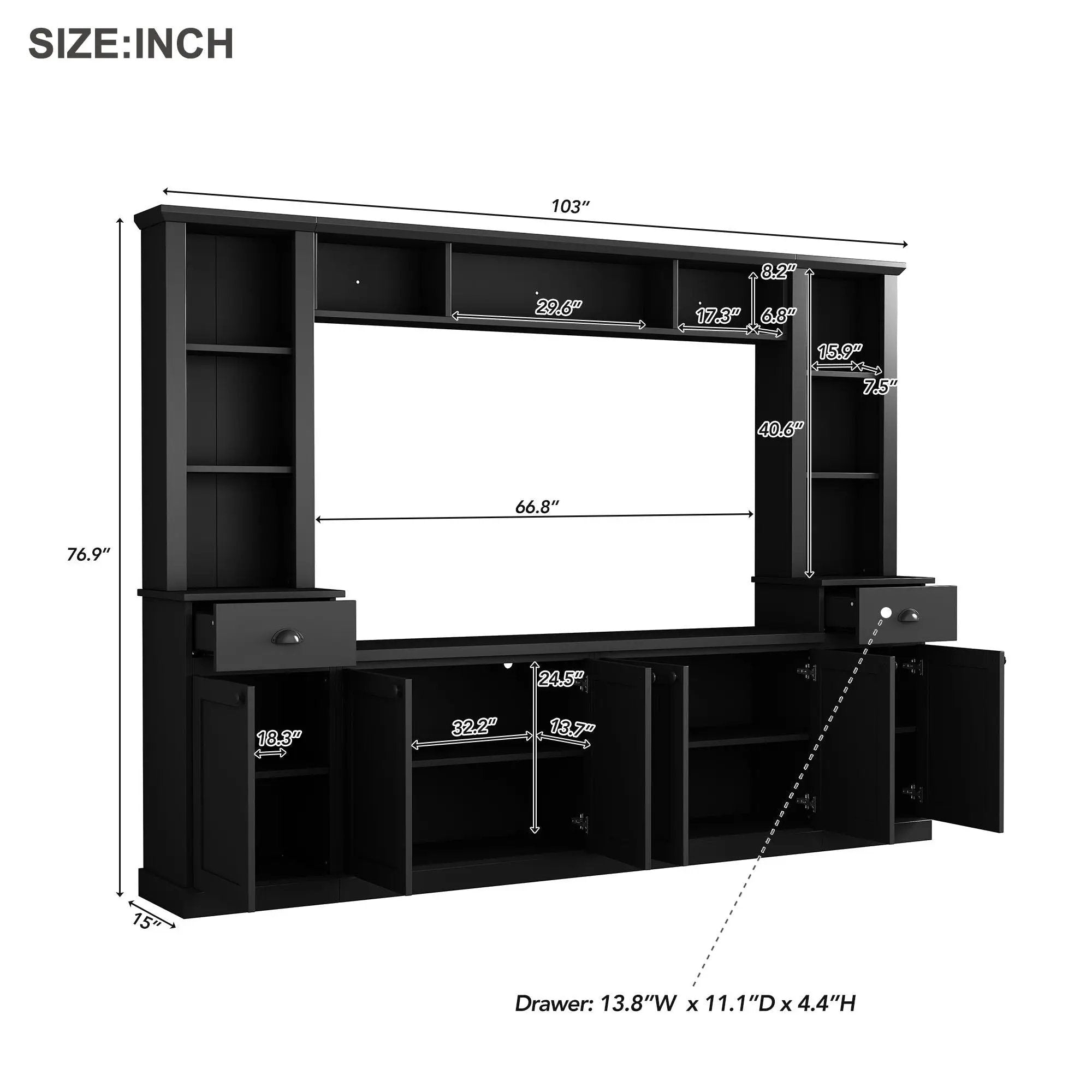 Minimalist Entertainment Wall Unit Set With Bridge For TVs Up To 75" by HouseOfZazla