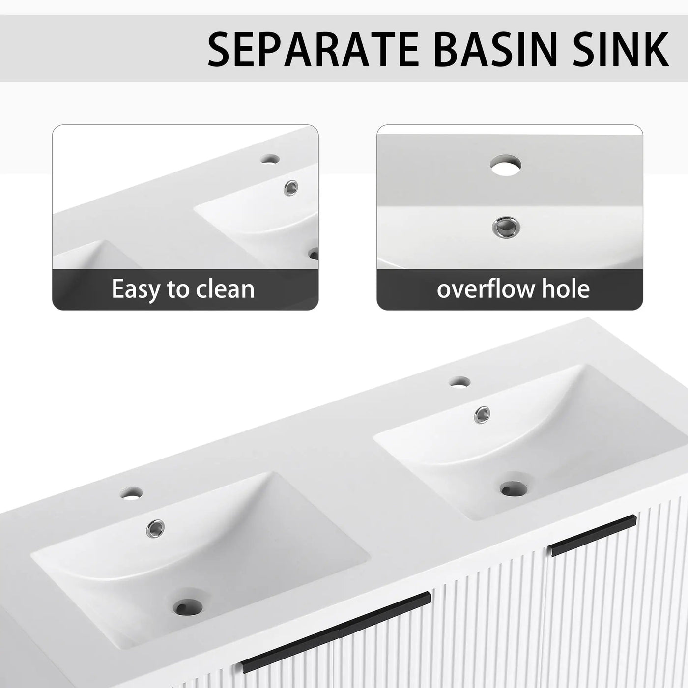 Contemporary Wall Mounted Bathroom Vanity With Resin Double Sink by Unique Piece Furniture