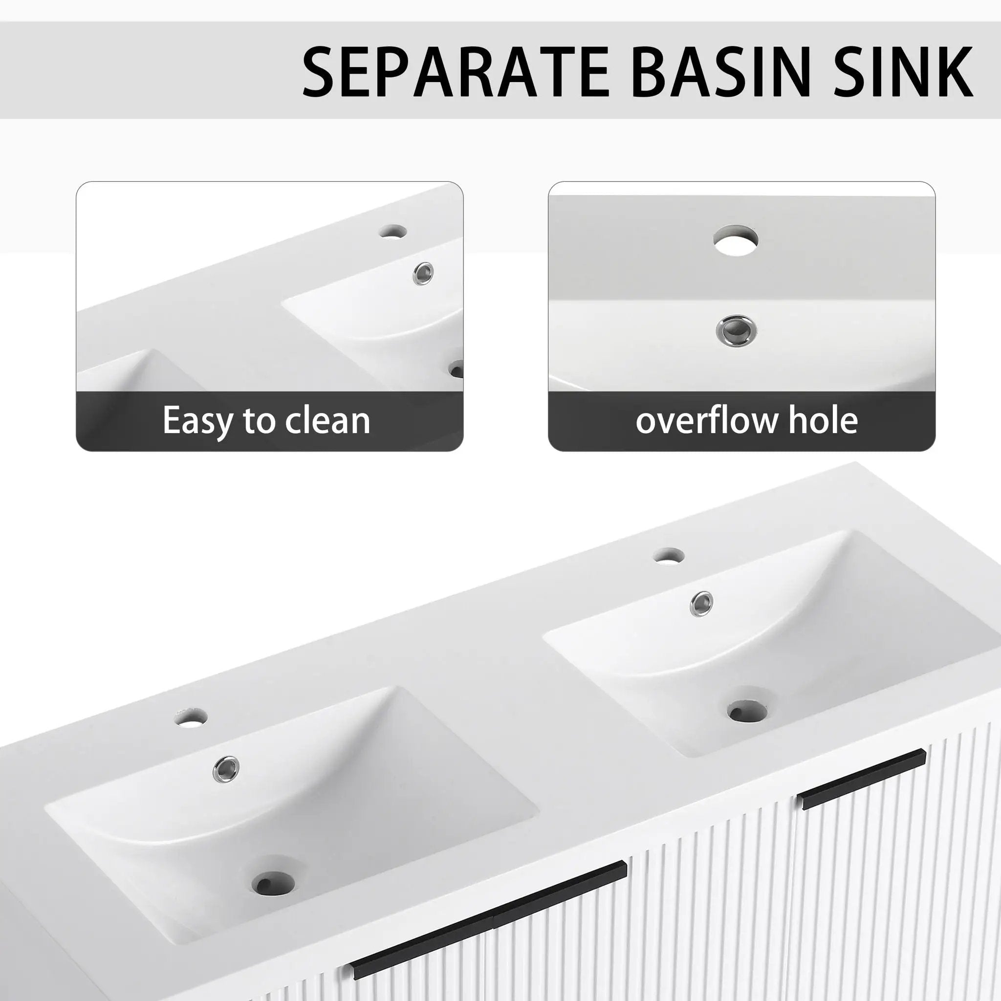 Contemporary Wall Mounted Bathroom Vanity With Resin Double Sink by Unique Piece Furniture