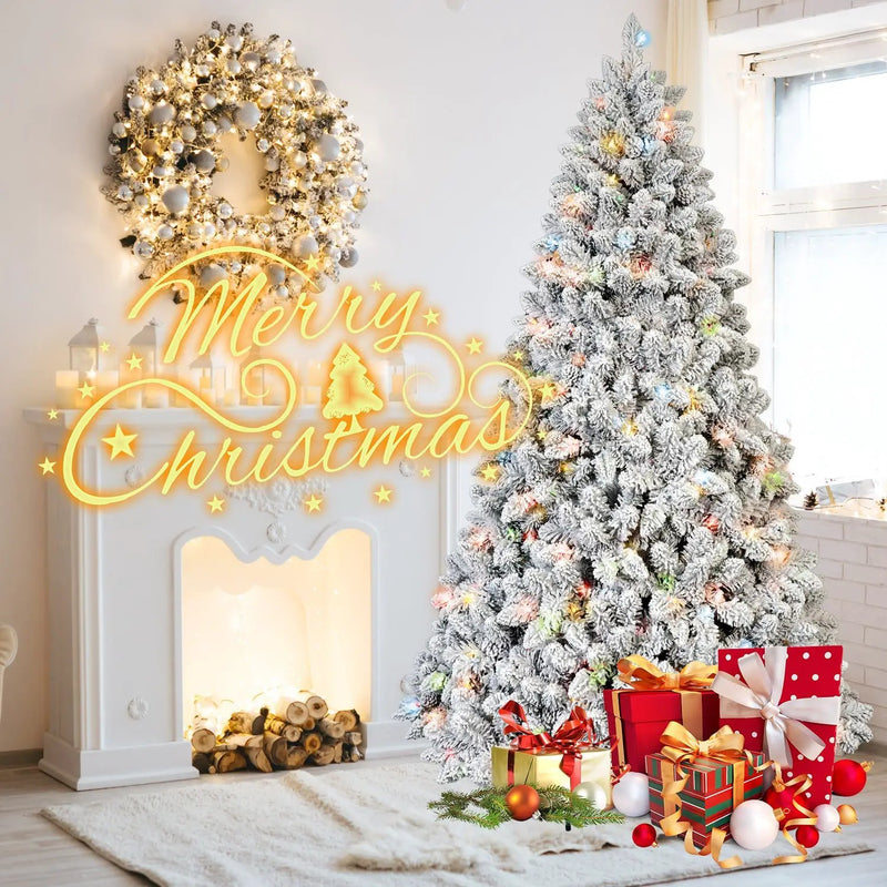 6FT Flocked Christmas Tree with 350 Colorful UL Lights by HouseOfZazla