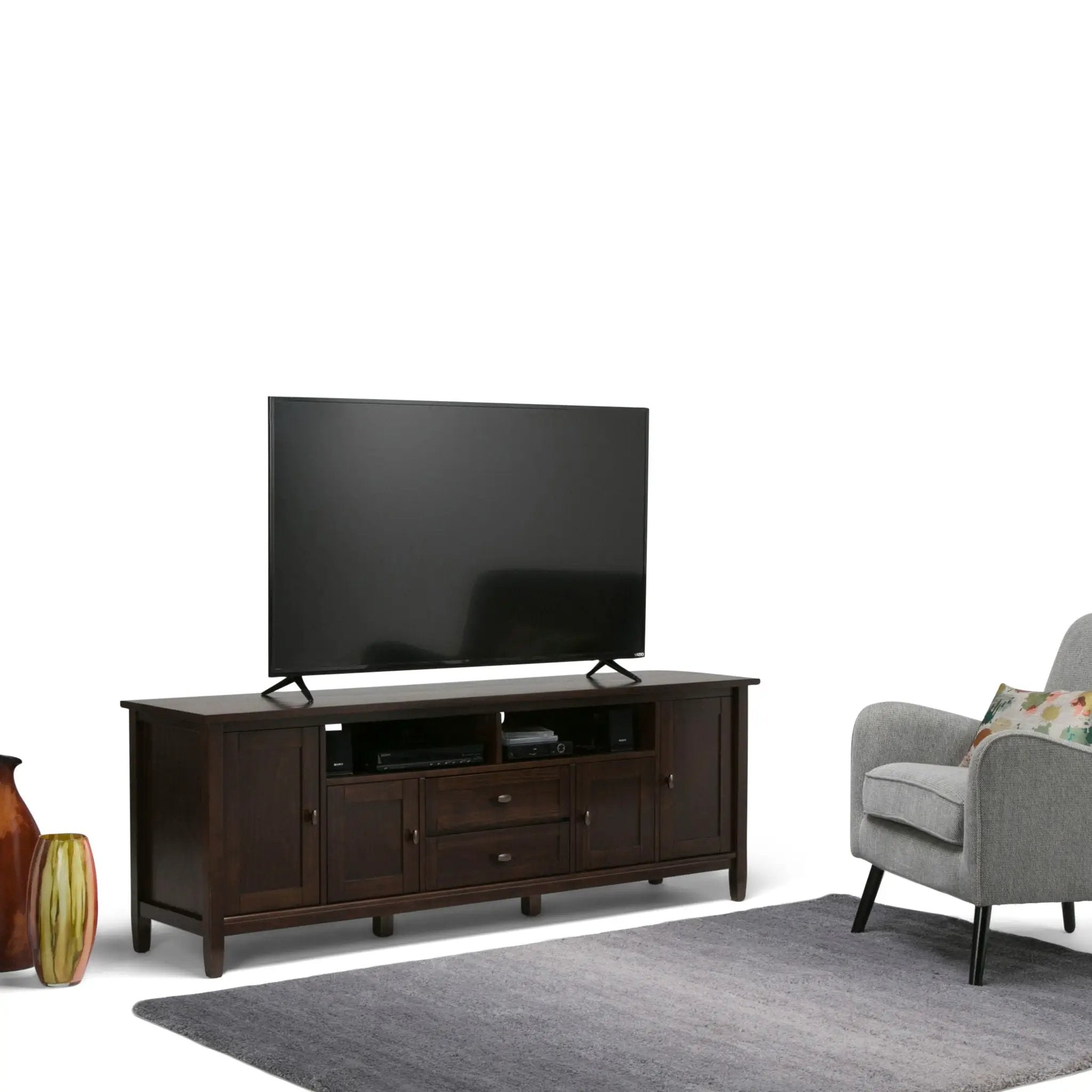Warm Shaker - TV Media Stand Handcrafted - Tobacco Brown by Unique Piece Furniture