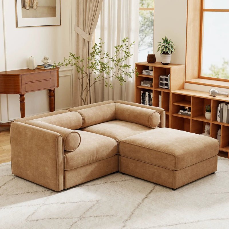 Contemporary Elegant Sofa With Storage And Ottoman by Unique Piece Furniture