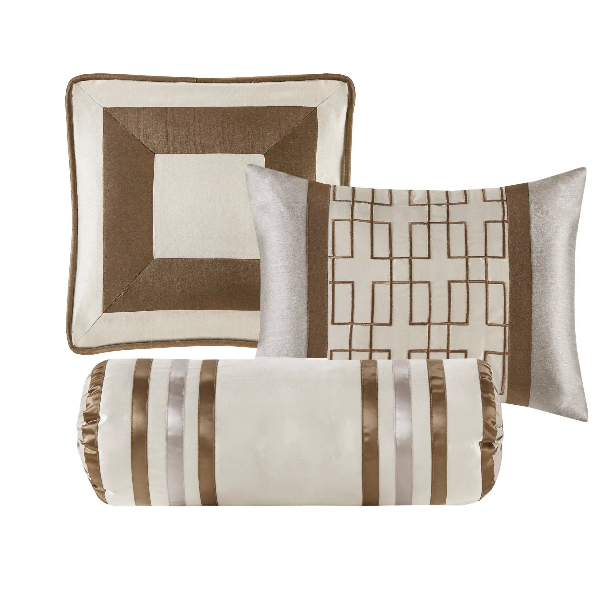 7 Piece Comforter Set Taupe/Brown King by HouseOfZazla