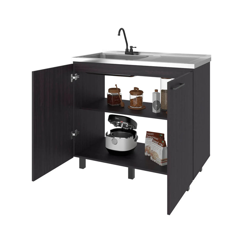 Alatna Freestanding Utility Base Cabinet with Stainless Steel Countertop and Faucet by HouseOfZazla