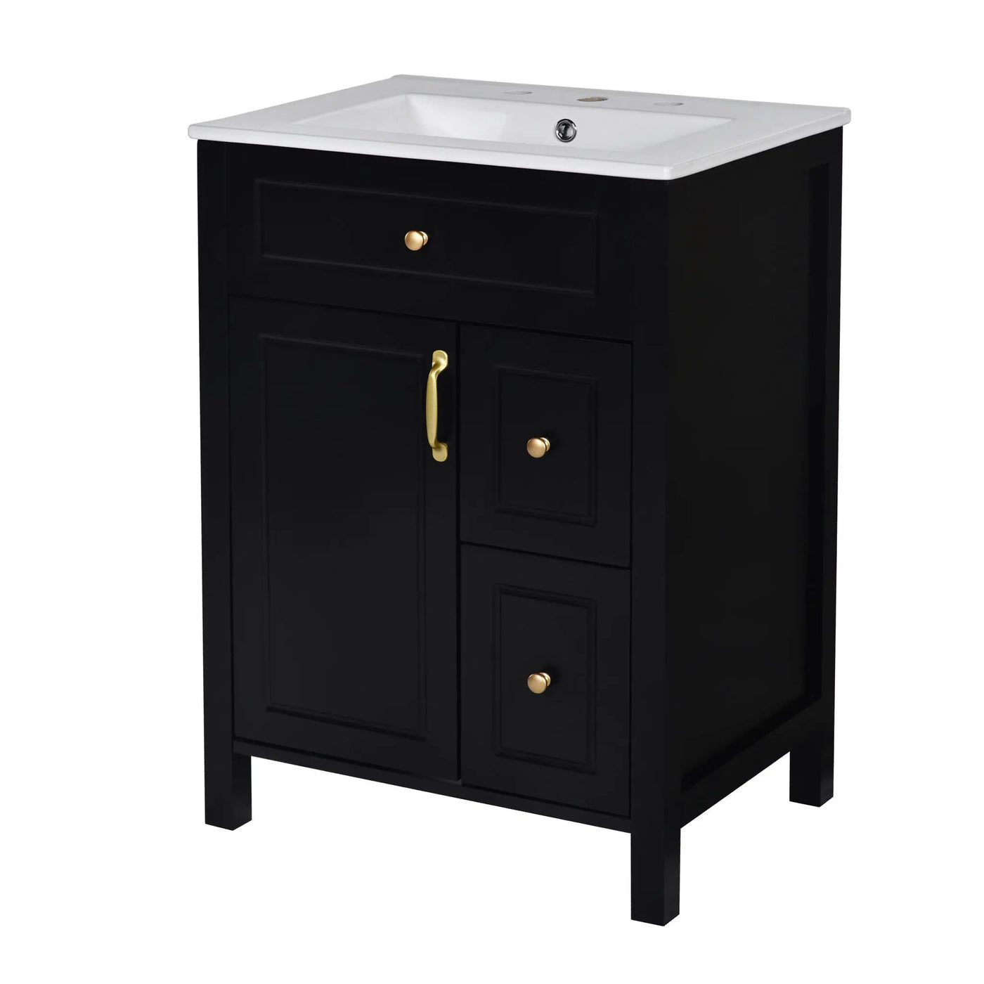 Elegant Bathroom Vanity With Ceramic Sink, Soft Close Doors And Drawers, Double Storage Racks by Unique Piece Furniture