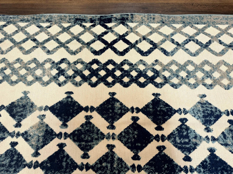 Modern Rug 8x10, Abstract Rug, Oat and Blue, Raised Pattern, Modway Rug Collection by Jewel Rugs