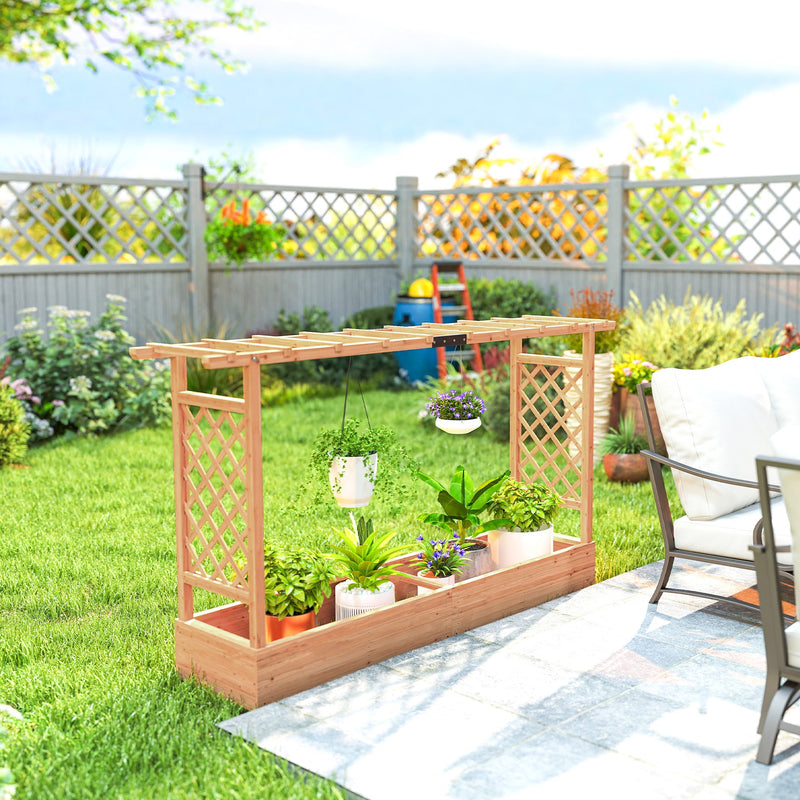 Wood Raised Garden Bed with Trellis - Large Outdoor Planter Box, photo 2 of 10