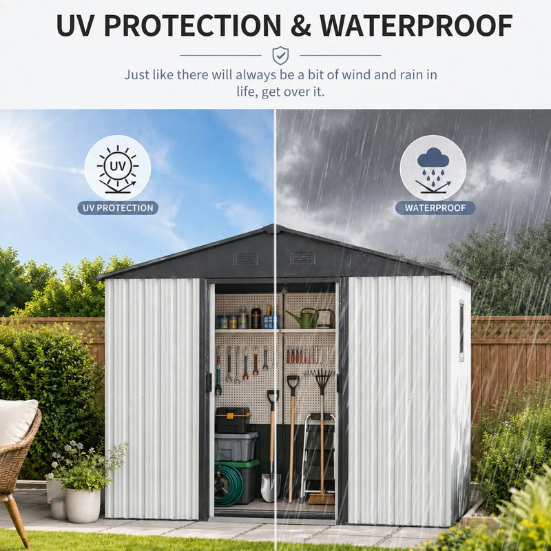 8ft x 4ft Outdoor Metal Storage Shed with Window by HouseOfZazla