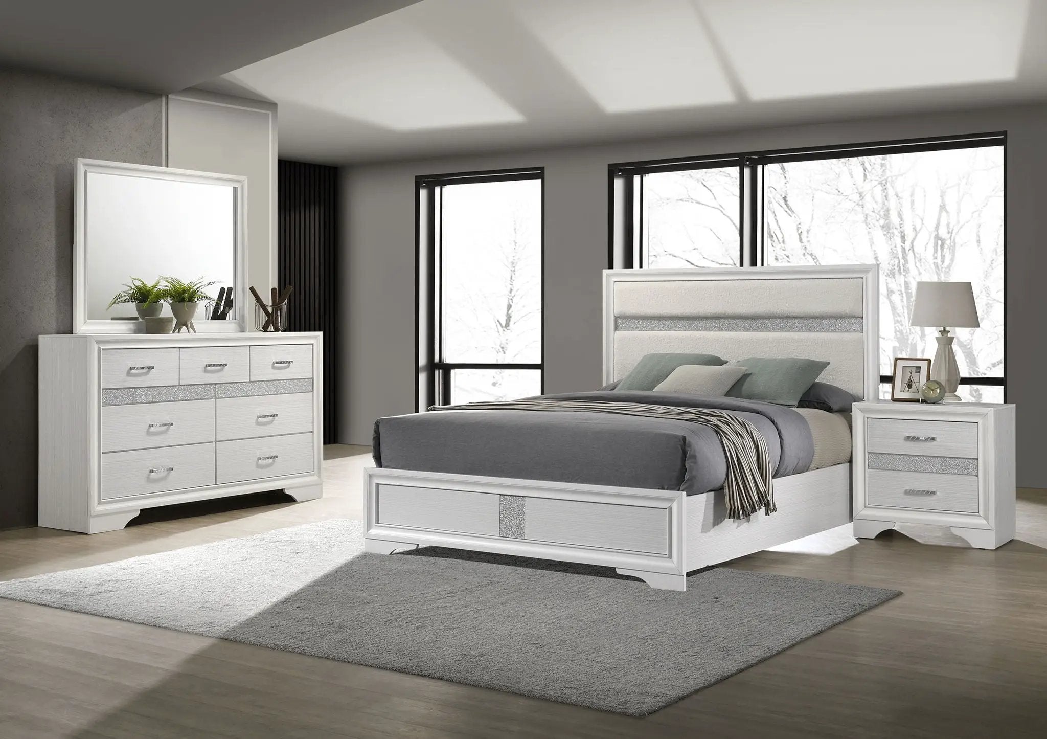 Miranda 4-piece Eastern King Bedroom Set White by Unique Piece Furniture