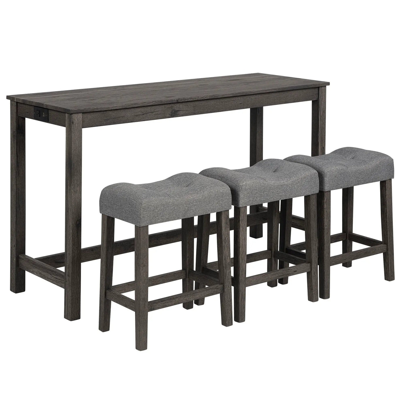 4 Piece Bar Table Set With Power Outlet, 3 Padded Stools by HouseOfZazla