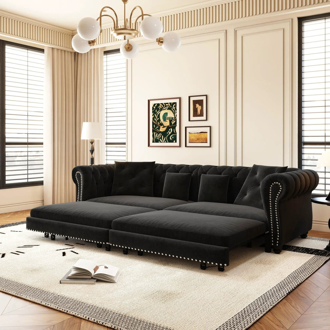 3 In 1 Convertible Sleeper Sofa Bed With Movable Ottoman by HouseOfZazla