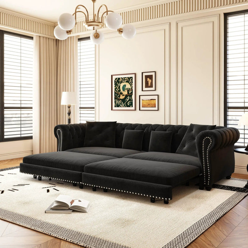 3 In 1 Convertible Sleeper Sofa Bed With Movable Ottoman by HouseOfZazla