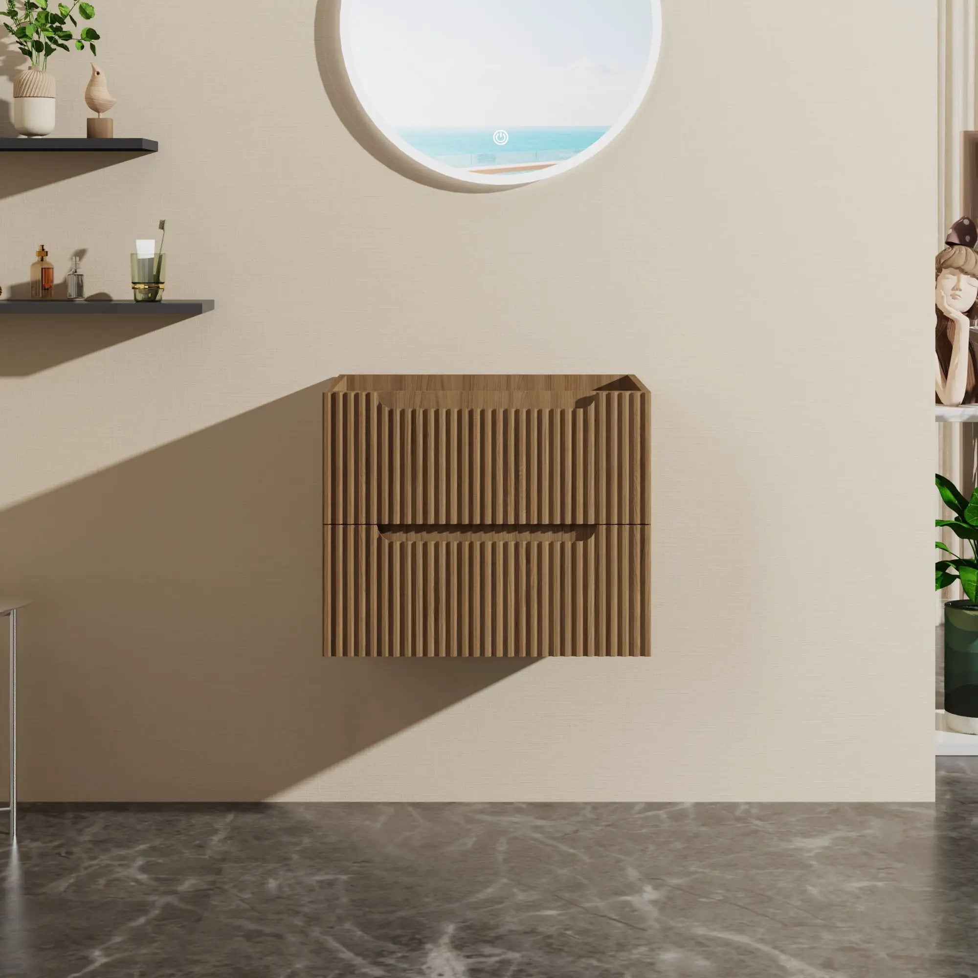 24" Wall Mount Bathroom Vanity Cabinet Floating (Cabinet Only) - Walnut by Unique Piece Furniture