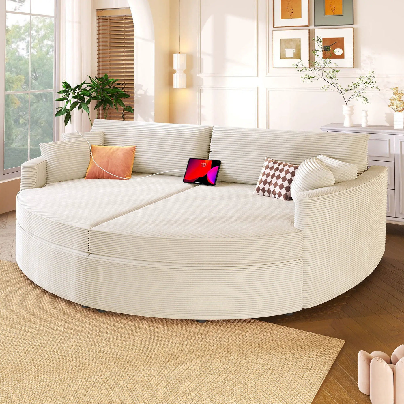 Oversized Double Chaise Lounge Sofa With USB Ports by HouseOfZazla