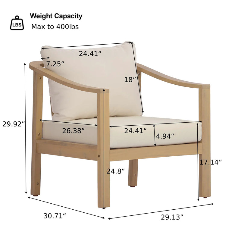Acacia Wood Patio Furniture Club Chair Set of 2 by HouseOfZazla