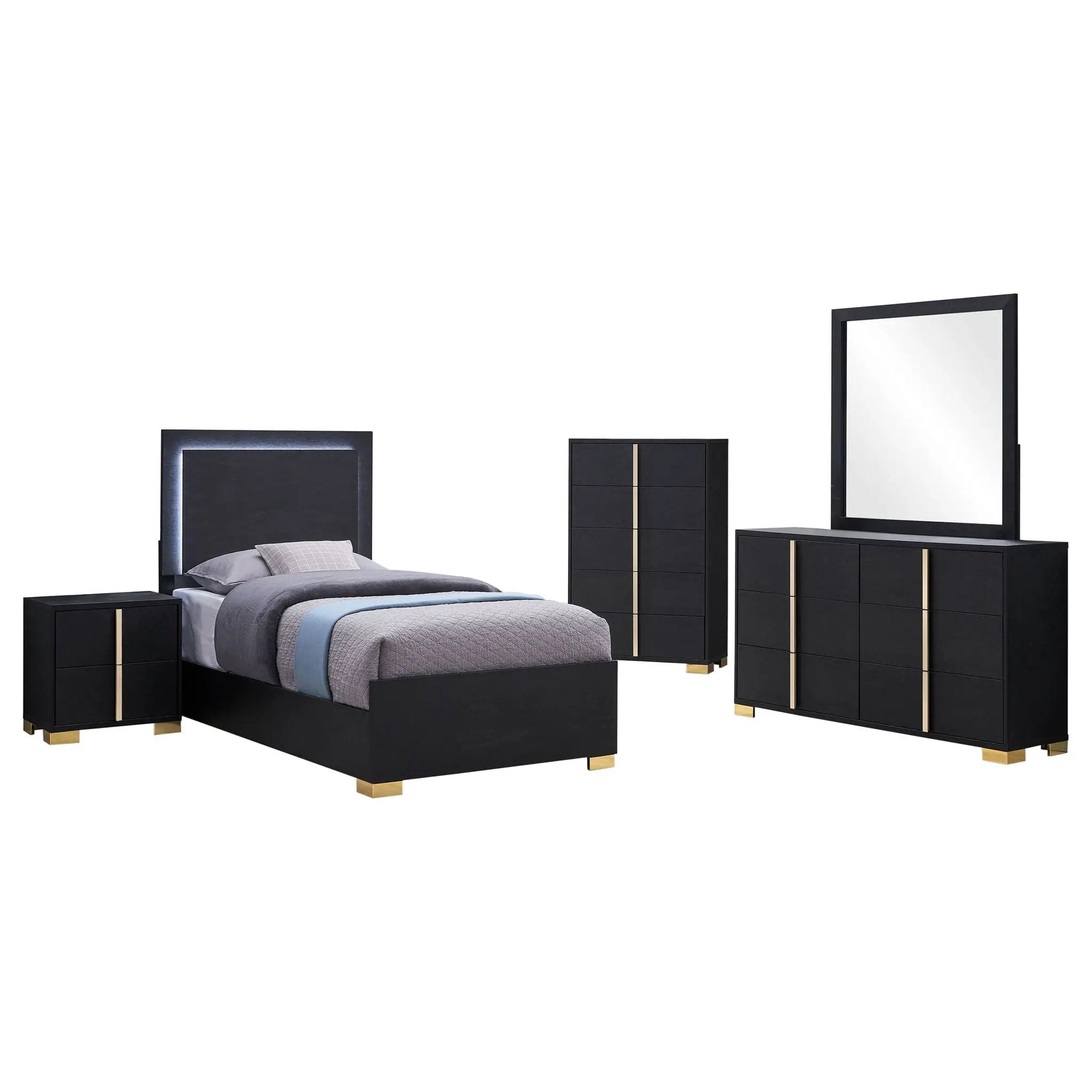 Marceline 5-piece Twin Bedroom Set Black by Unique Piece Furniture