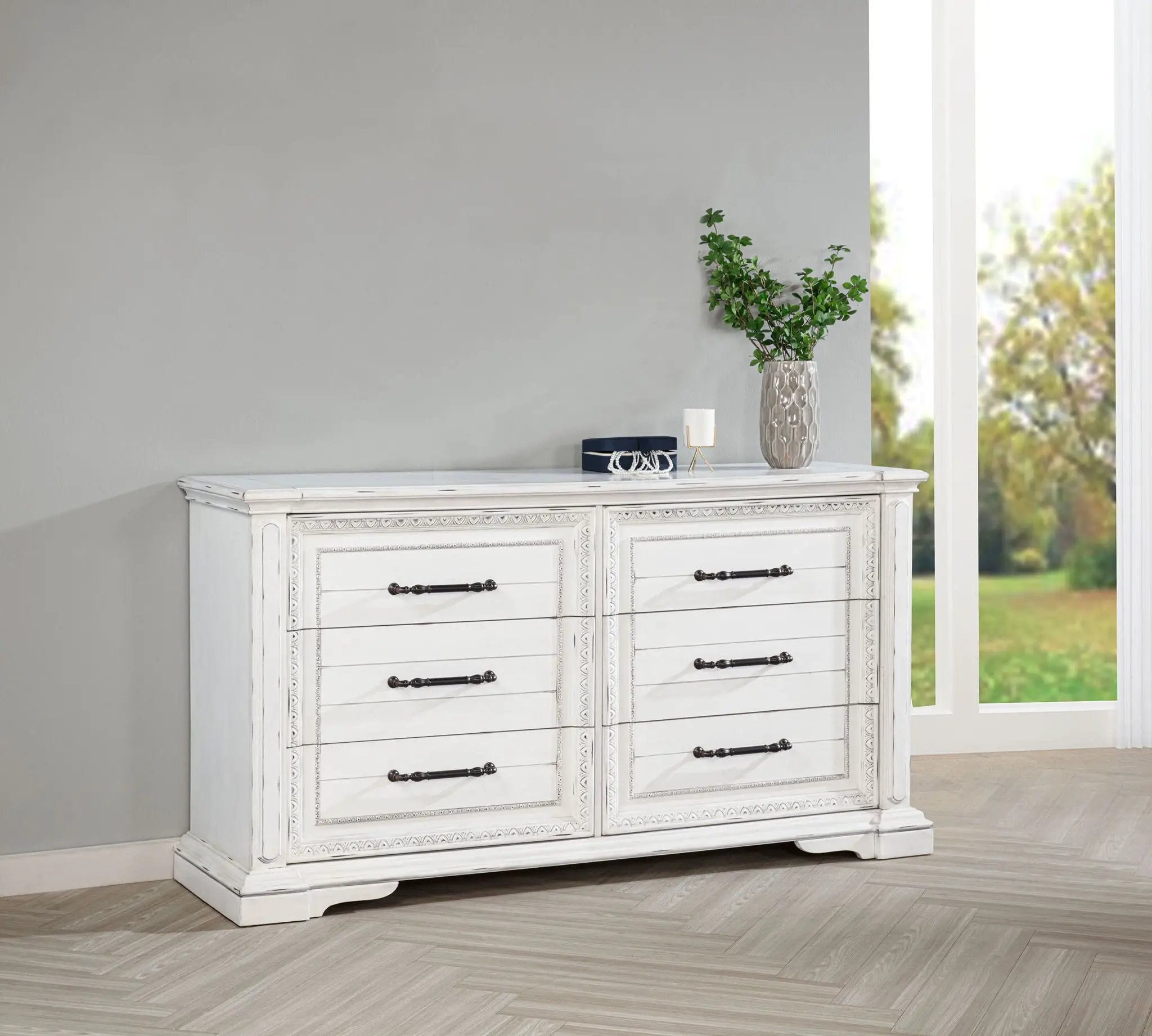McKinney 6-drawer Bedroom Dresser Cabinet Vintage White by Unique Piece Furniture
