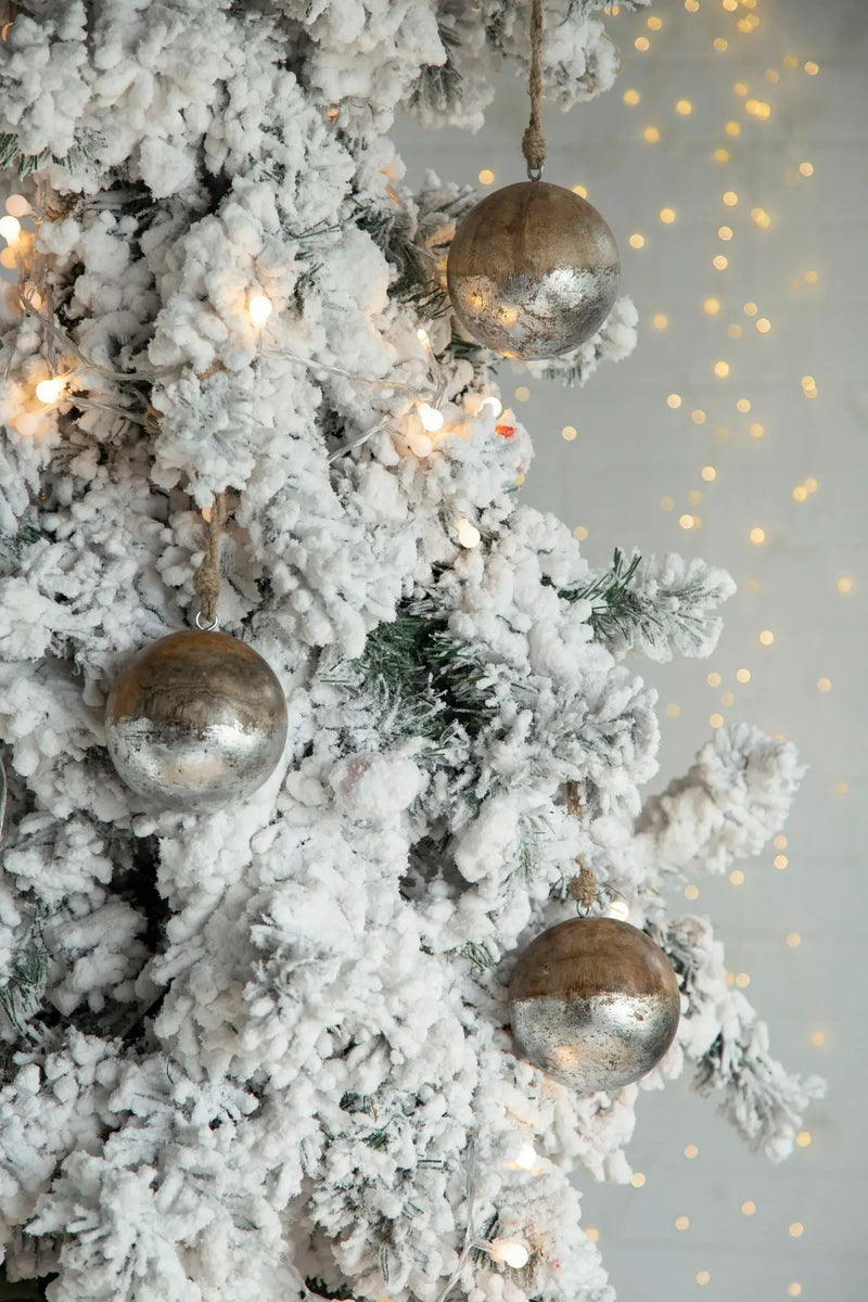 Christmas Ball Ornaments, Wood Decorative Hanging Ball Christmas Tree Ornaments For Holiday Party Decorations by HouseOfZazla