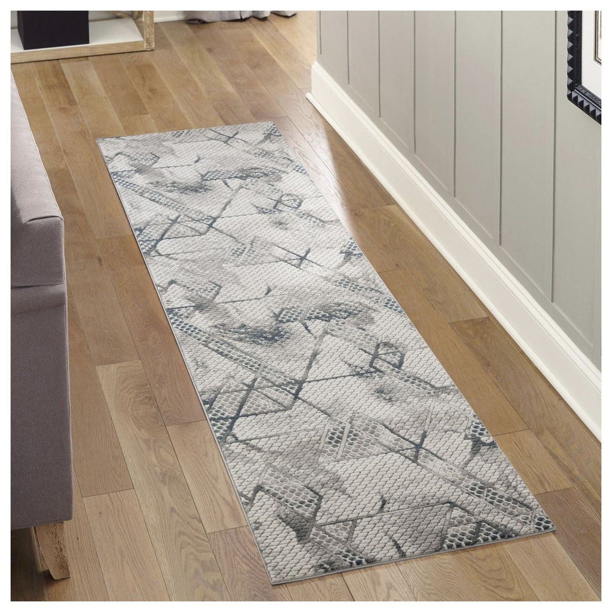 Geometric Effect Area Rug with 3D Texture - Gray, photo 2 of 8