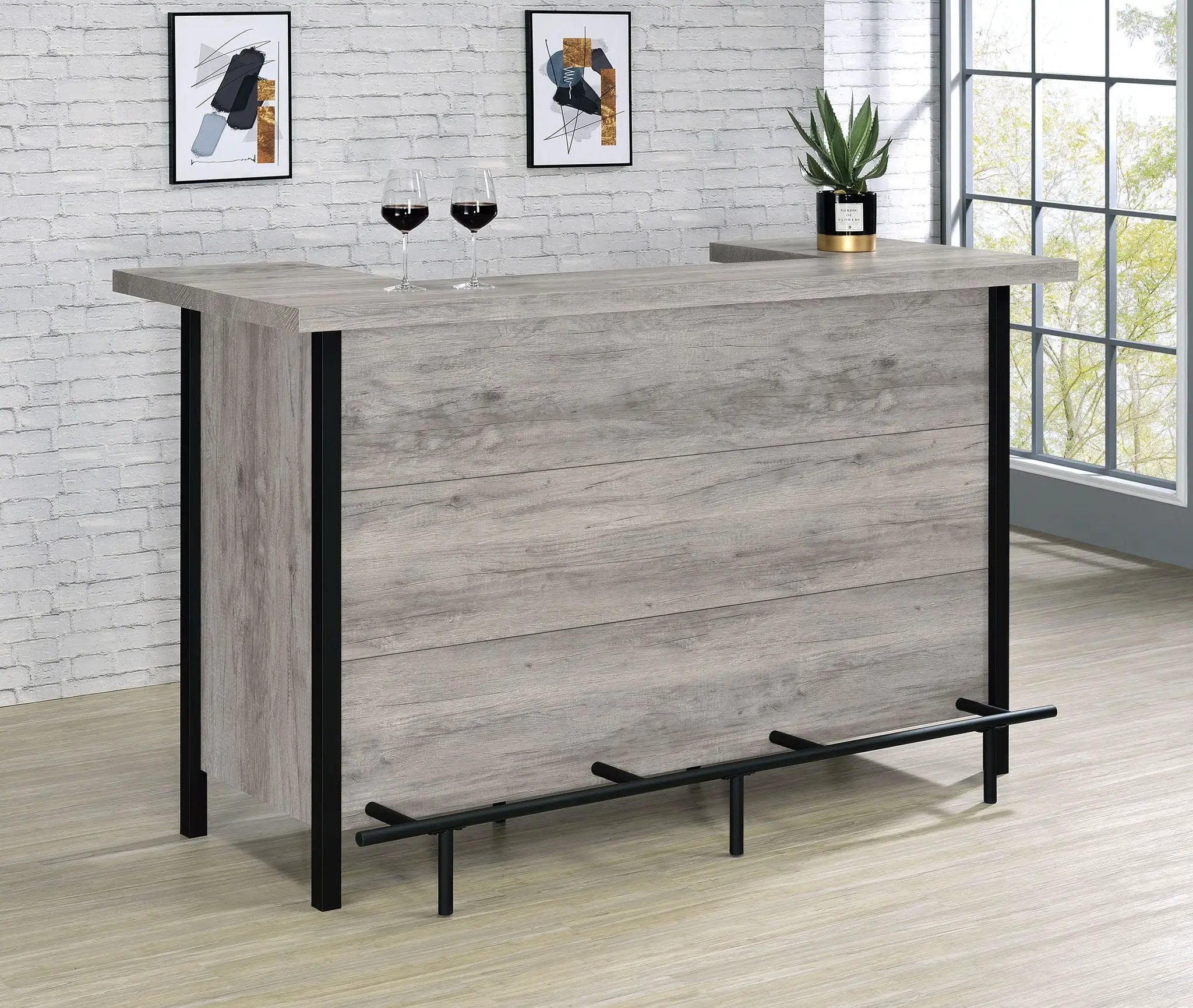 Bellemore Freestanding Home Bar Wine Cabinet Grey Driftwood by Unique Piece Furniture