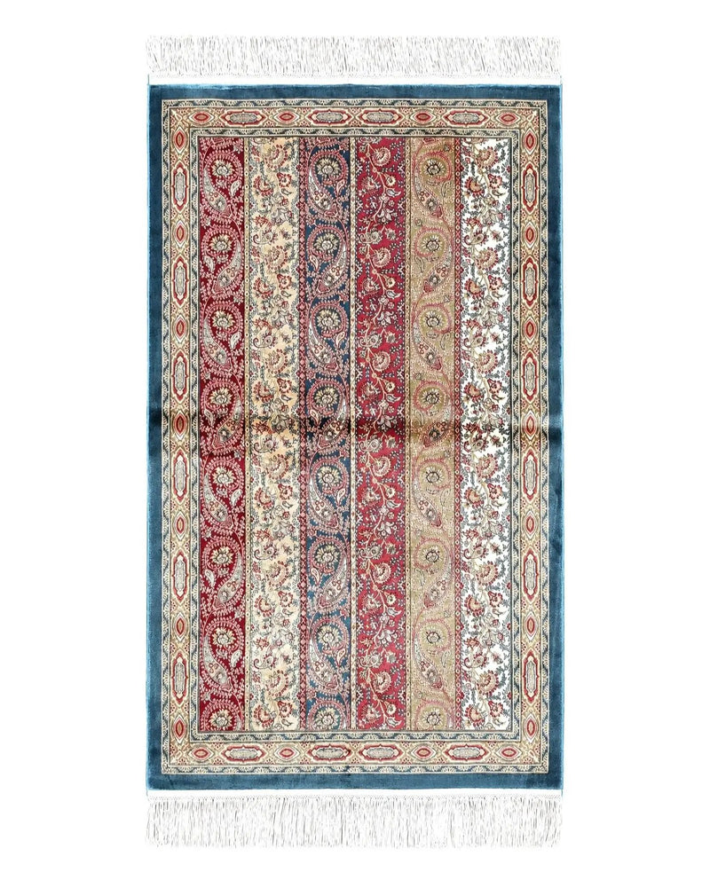 Paisley Pattern Silk Rug, Boteh Design, All Silk Accent Rug, Oriental Carpet, Very Detailed, 2' 8" x 4' 1", New, Bamboo Silk by Jewel Rugs