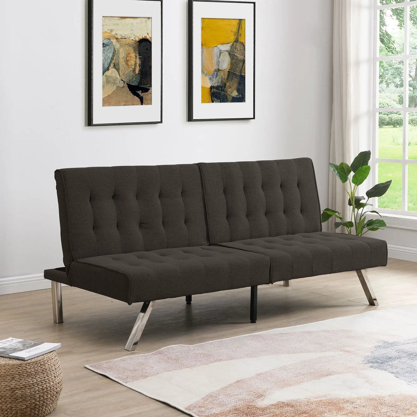 Modern Sofa Bed With Wood Frame And Stainless Legs by Unique Piece Furniture