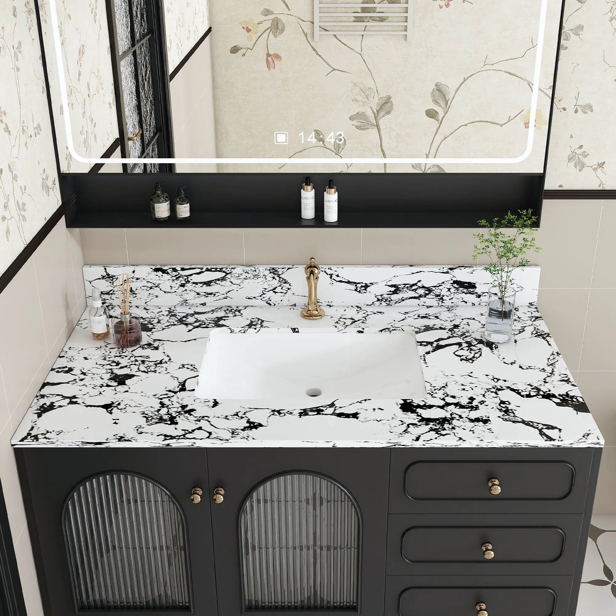 43"x22" Bathroom Vanity Top with Undermount Ceramic Sink and Backsplash by HouseOfZazla