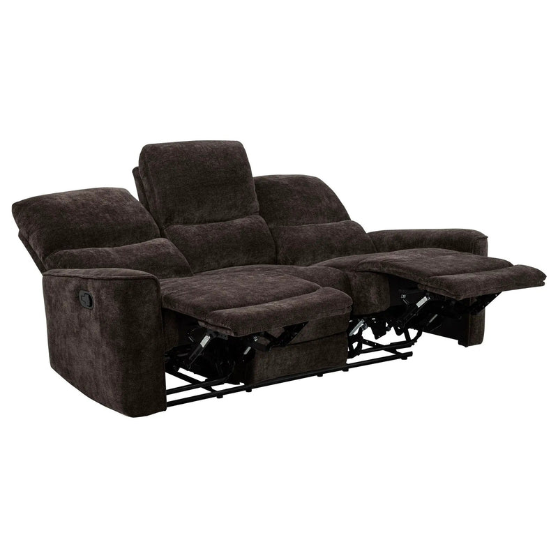 Navarro Chenille Upholstered Reclining Sofa Dark Brown by Unique Piece Furniture
