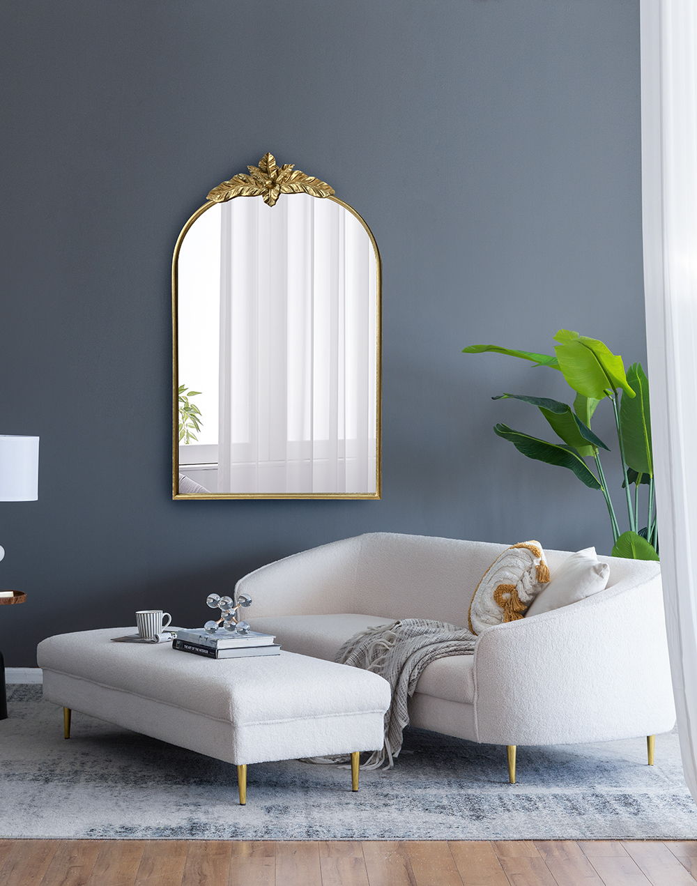 Arched Wall Mirror With Metal Frame, Wall Mirror For Living Room, photo 6 of 14