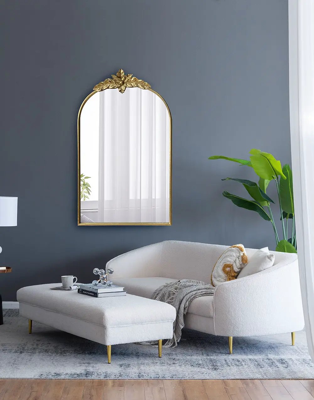 Arched Wall Mirror With Metal Frame, Wall Mirror For Living Room by HouseOfZazla