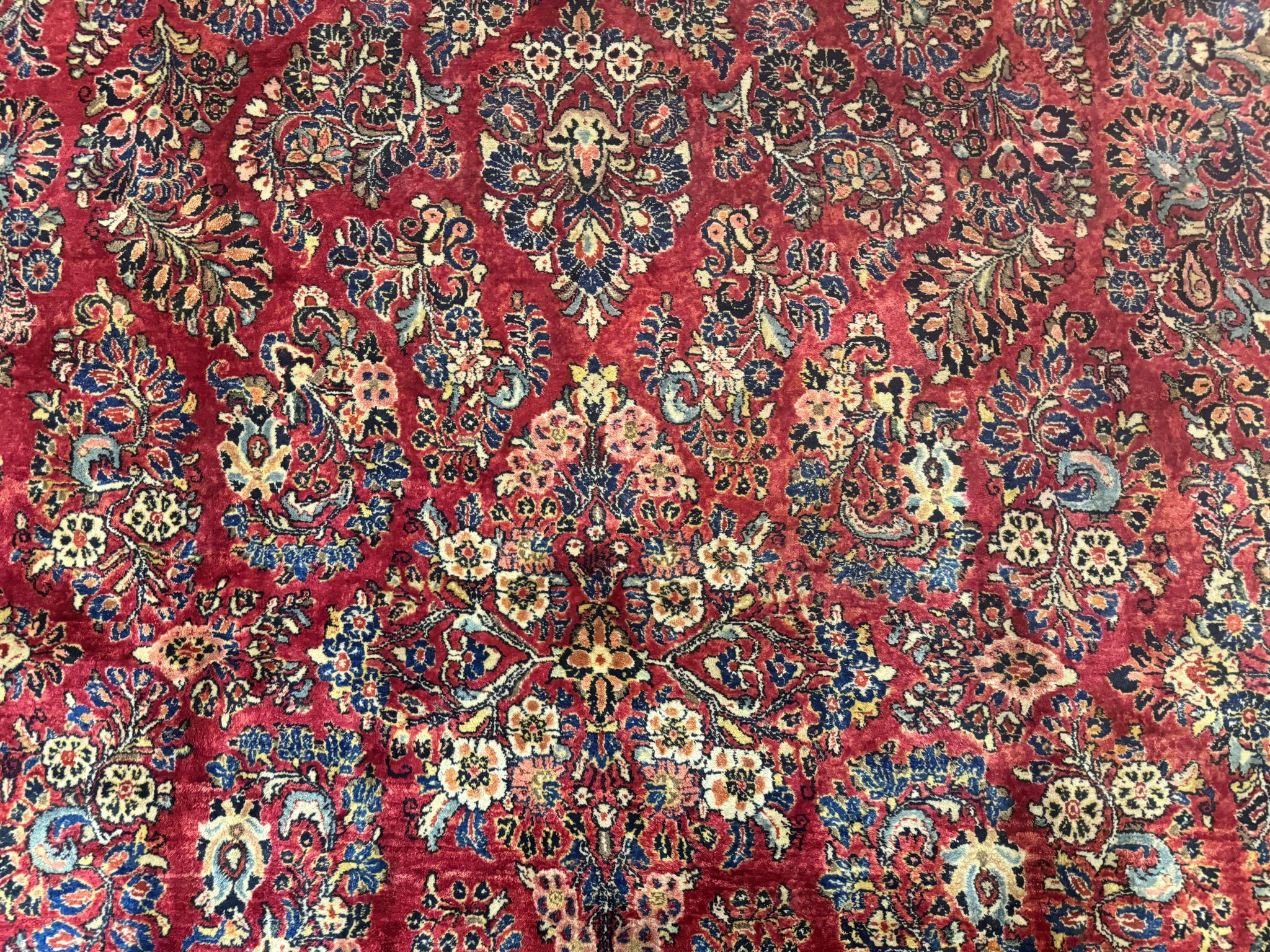 Persian Sarouk Rug 10x18, Palace Size Antique Persian Carpet, Wool, Red, Floral, Handmade Traditional Persian Rug, Extra Large Rug by Jewel Rugs