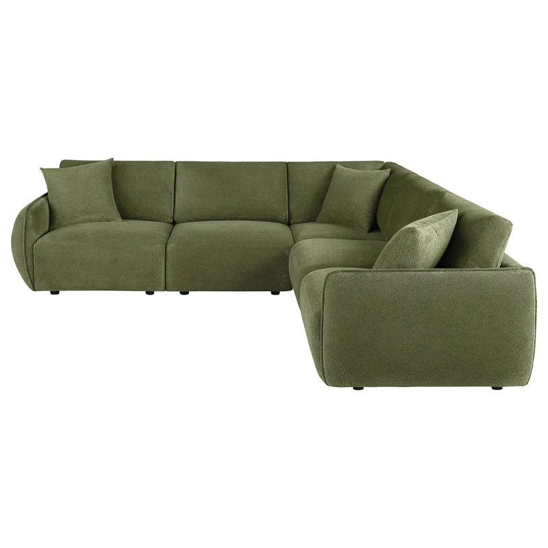 Elysia 5-piece Chenille Upholstered Modular Sectional Sofa Green by Unique Piece Furniture