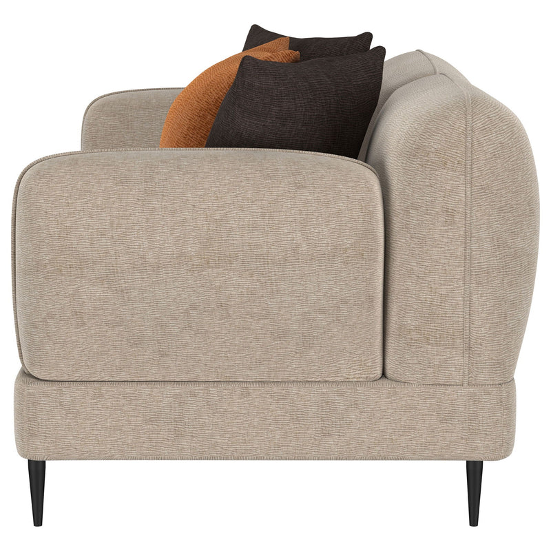 Repley - Upholstered Sculpted Track Arm Loveseat - Beige
